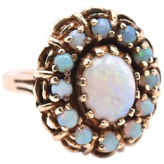 14 Karat Yellow Gold Opal Cluster Ring