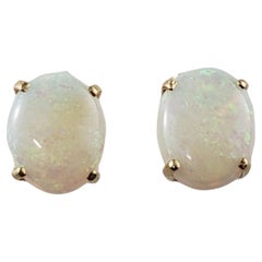 14 Karat Yellow Gold Opal Earrings #13676