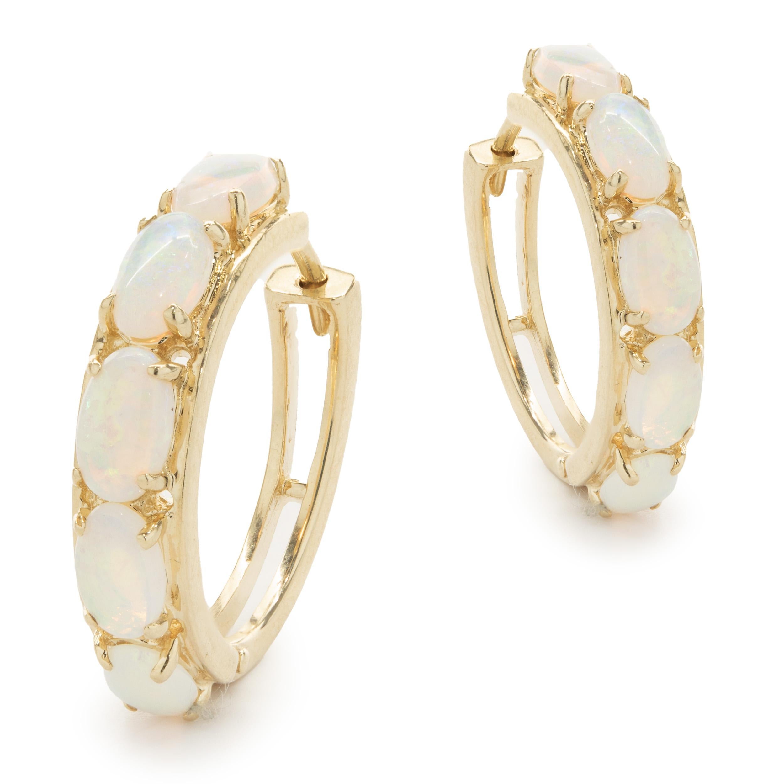 opal hoop earrings gold
