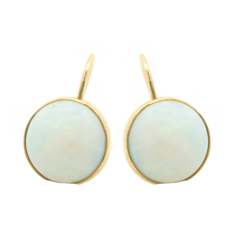 Opal-Ohrringe aus 14 Karat Gelbgold, nicht gefasst im Angebot bei 1stDibs