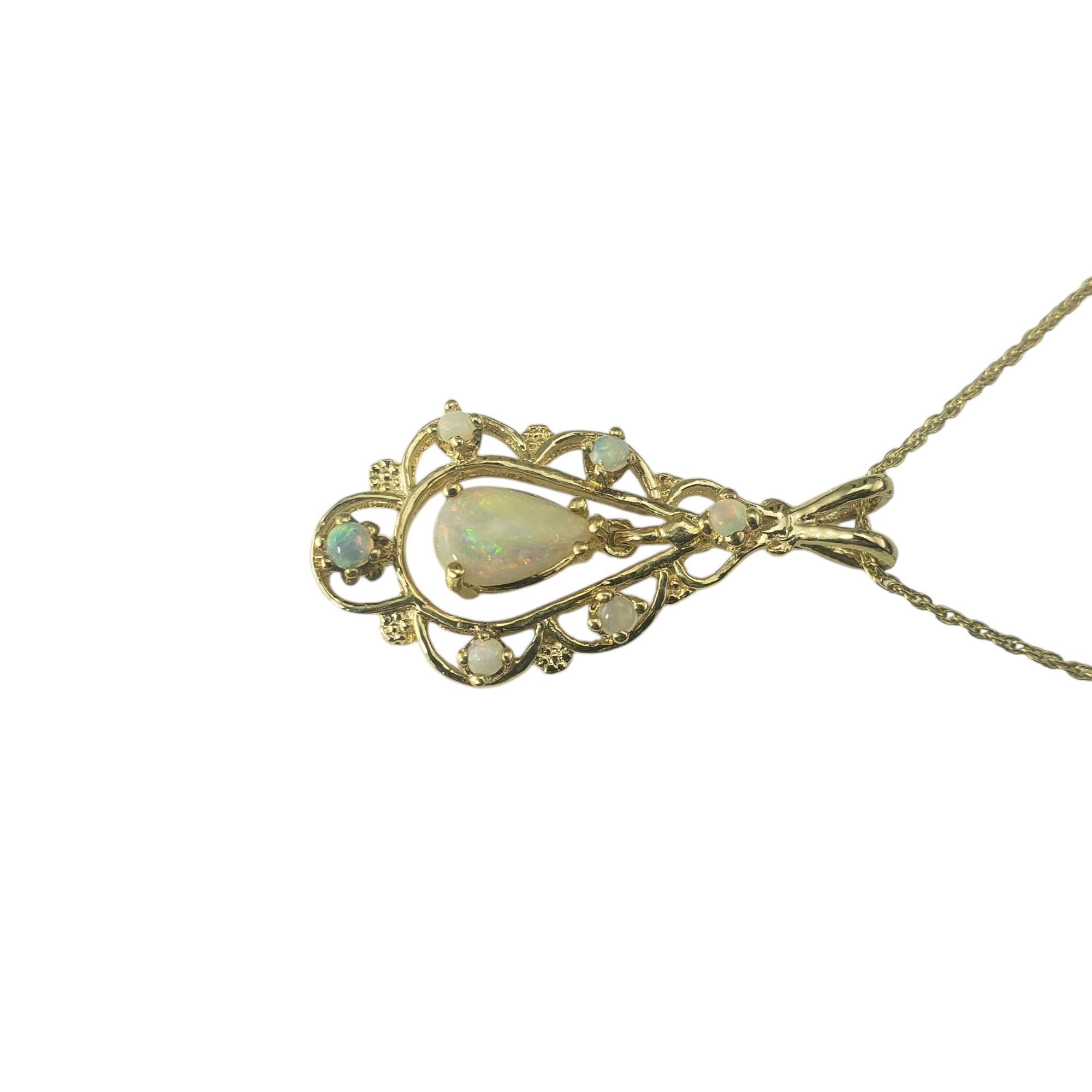 Pear Cut 14 Karat Yellow Gold Opal Pendant Necklace #19651 For Sale