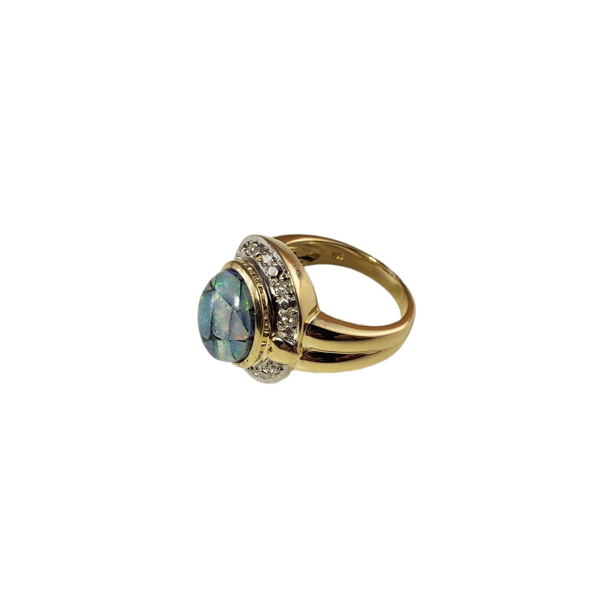 14 Karat Yellow Gold Opal Triplet and Diamond Ring #13915 In Good Condition For Sale In Washington Depot, CT