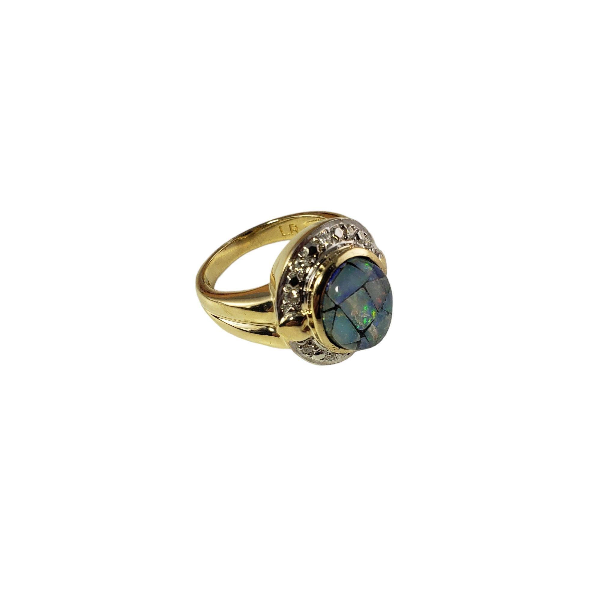 Women's 14 Karat Yellow Gold Opal Triplet and Diamond Ring #13915 For Sale