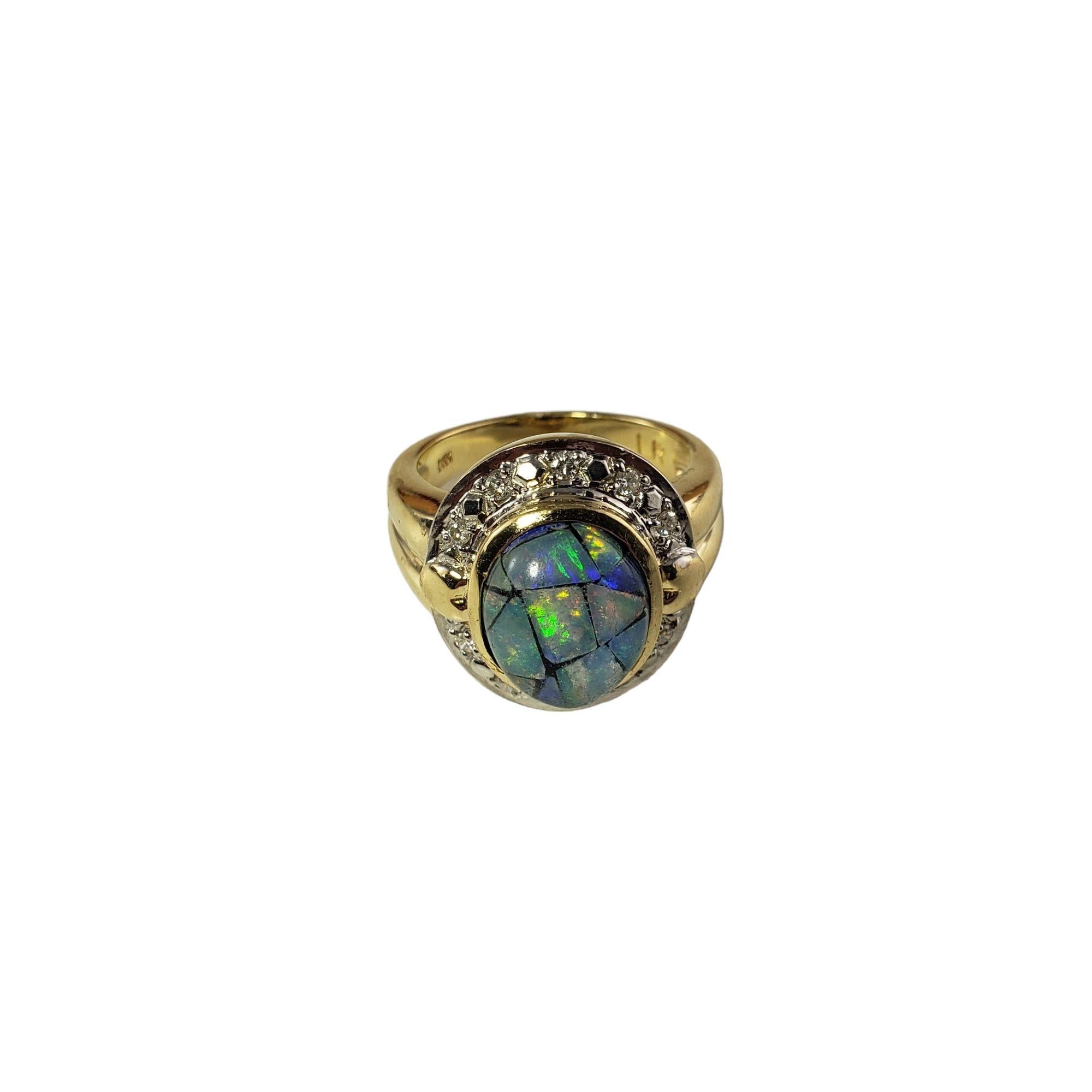 14 Karat Yellow Gold Opal Triplet and Diamond Ring #13915 For Sale 1