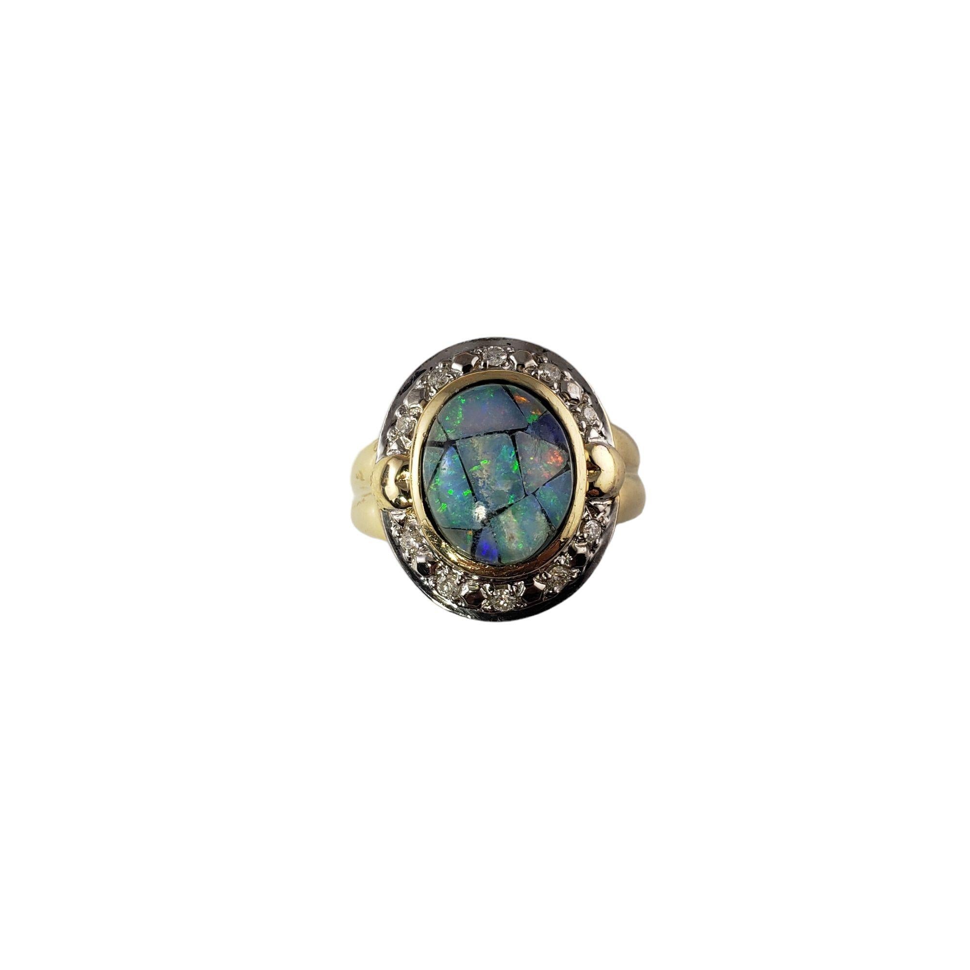 14 Karat Yellow Gold Opal Triplet and Diamond Ring #13915 For Sale 2