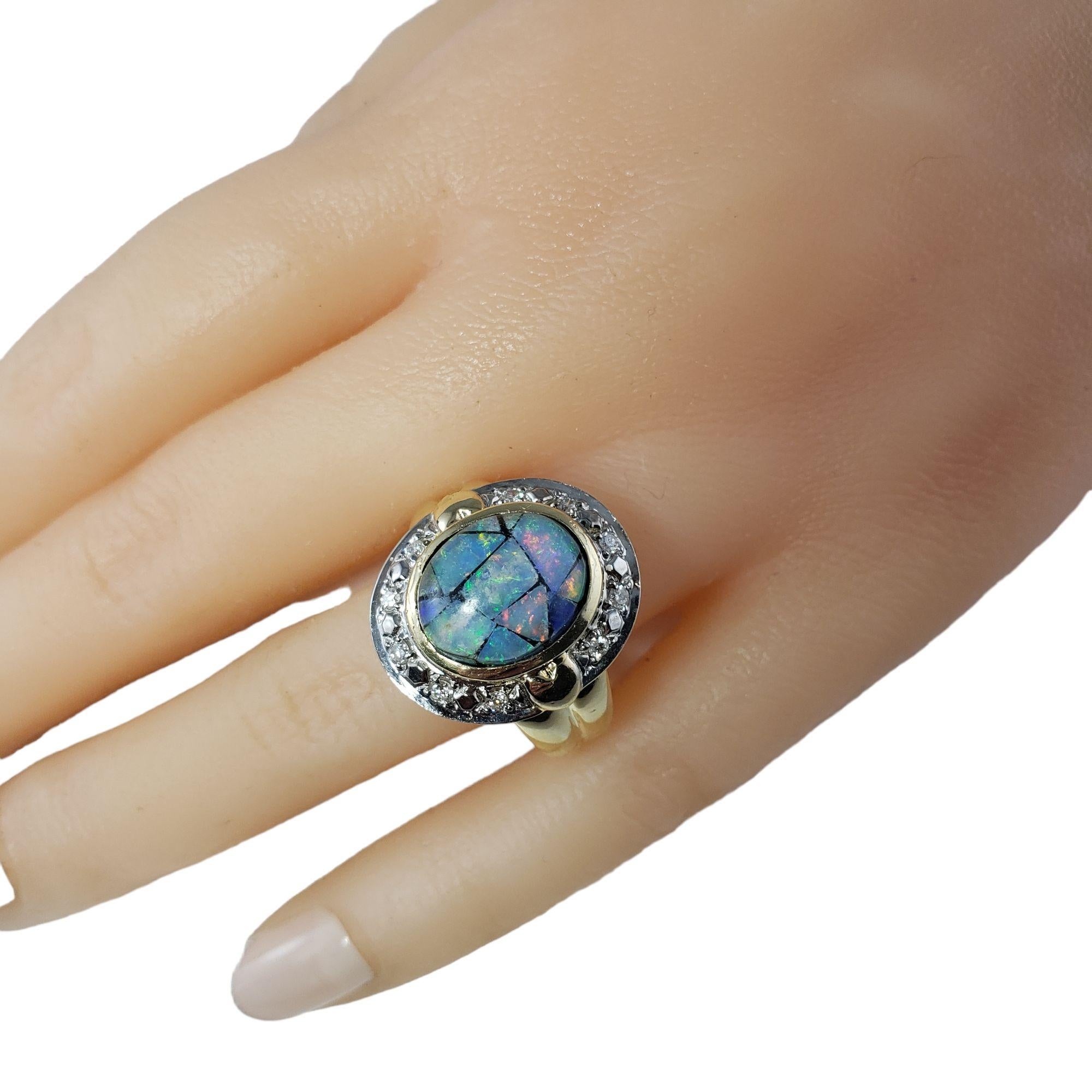 14 Karat Yellow Gold Opal Triplet and Diamond Ring #13915 For Sale 4
