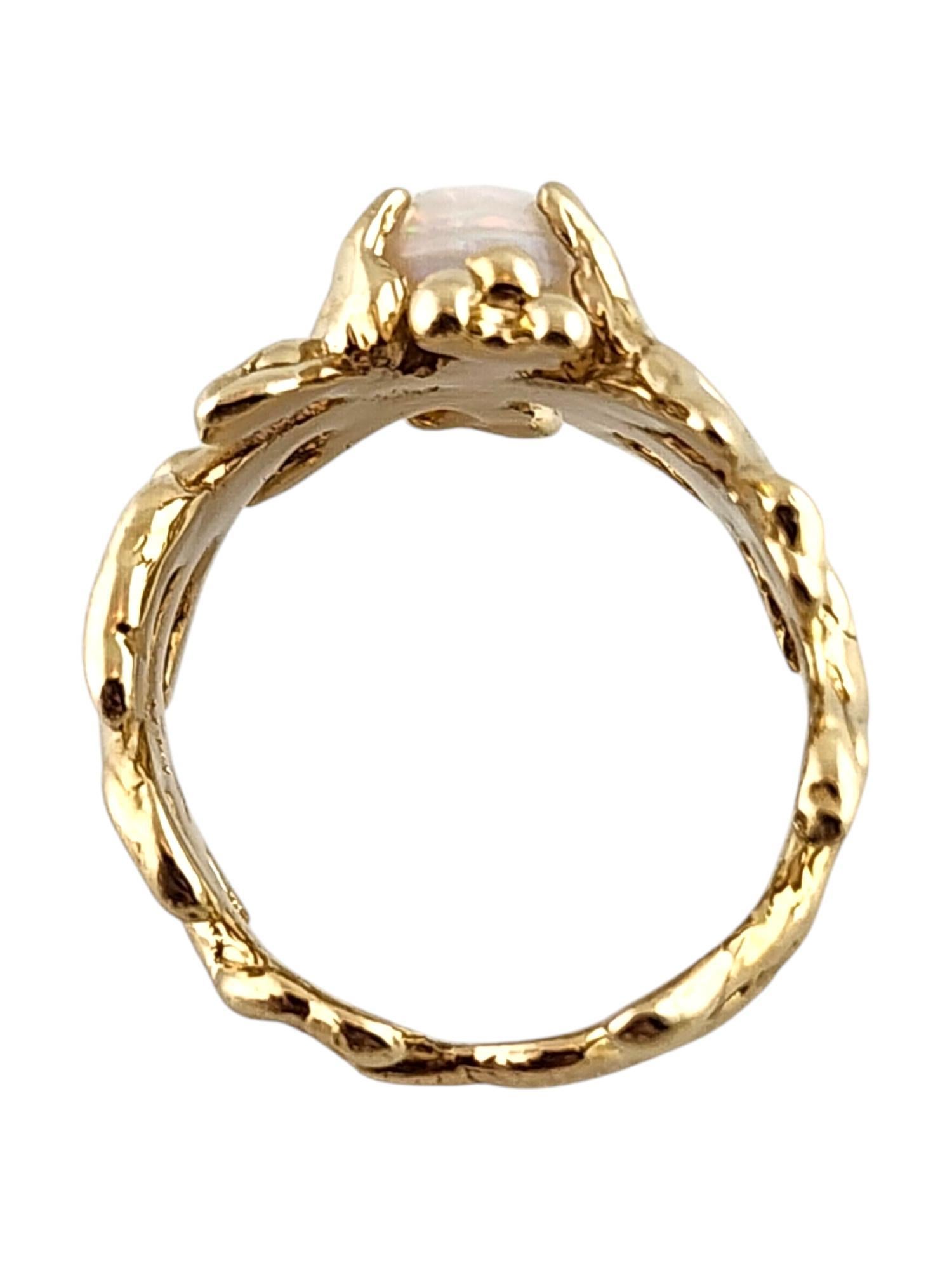 Contemporary 14 Karat Yellow Gold Opal Twig Ring Size 7.5 #19801 For Sale