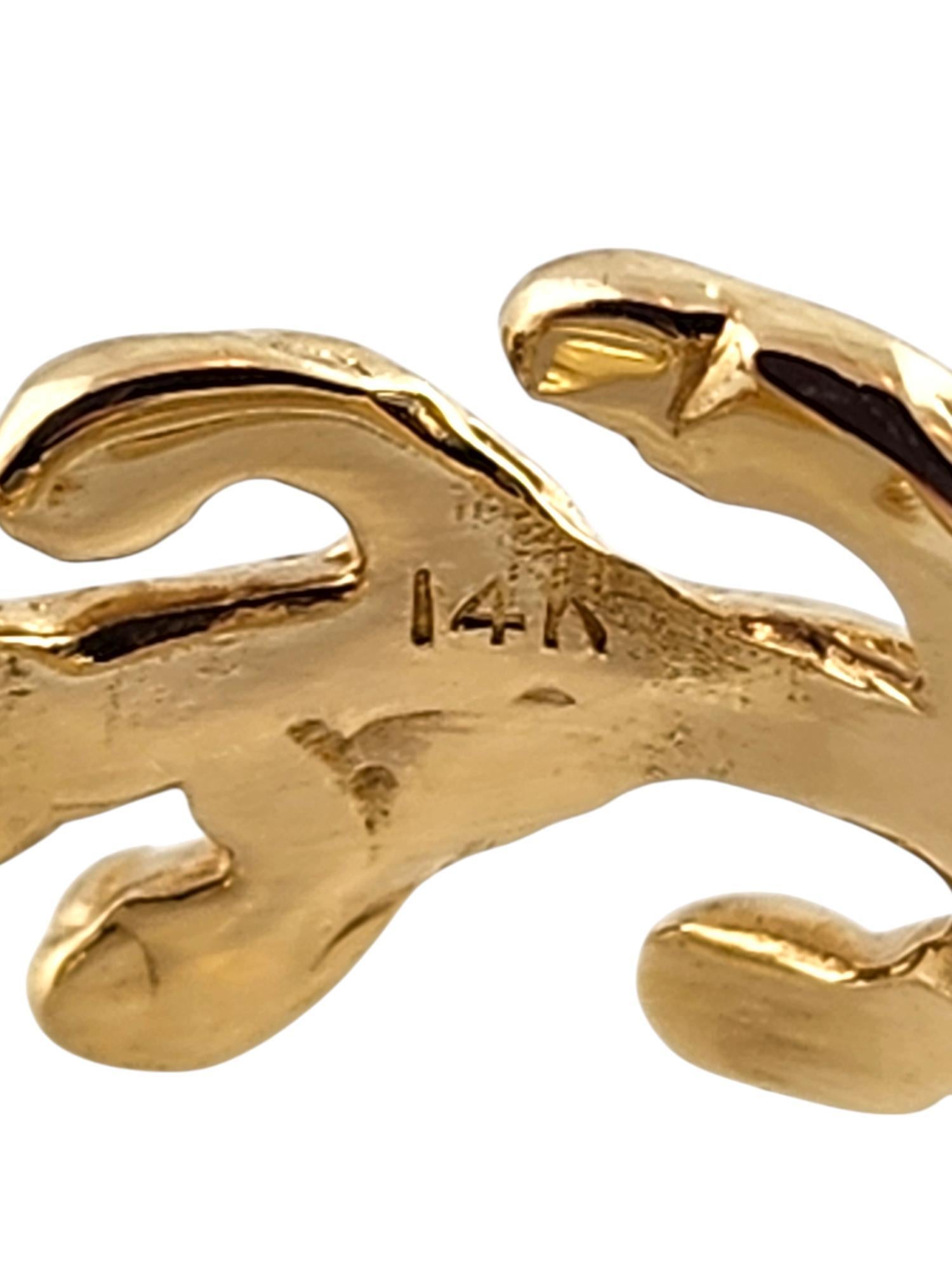 14 Karat Yellow Gold Opal Twig Ring Size 7.5 #19801 In Good Condition For Sale In Washington Depot, CT