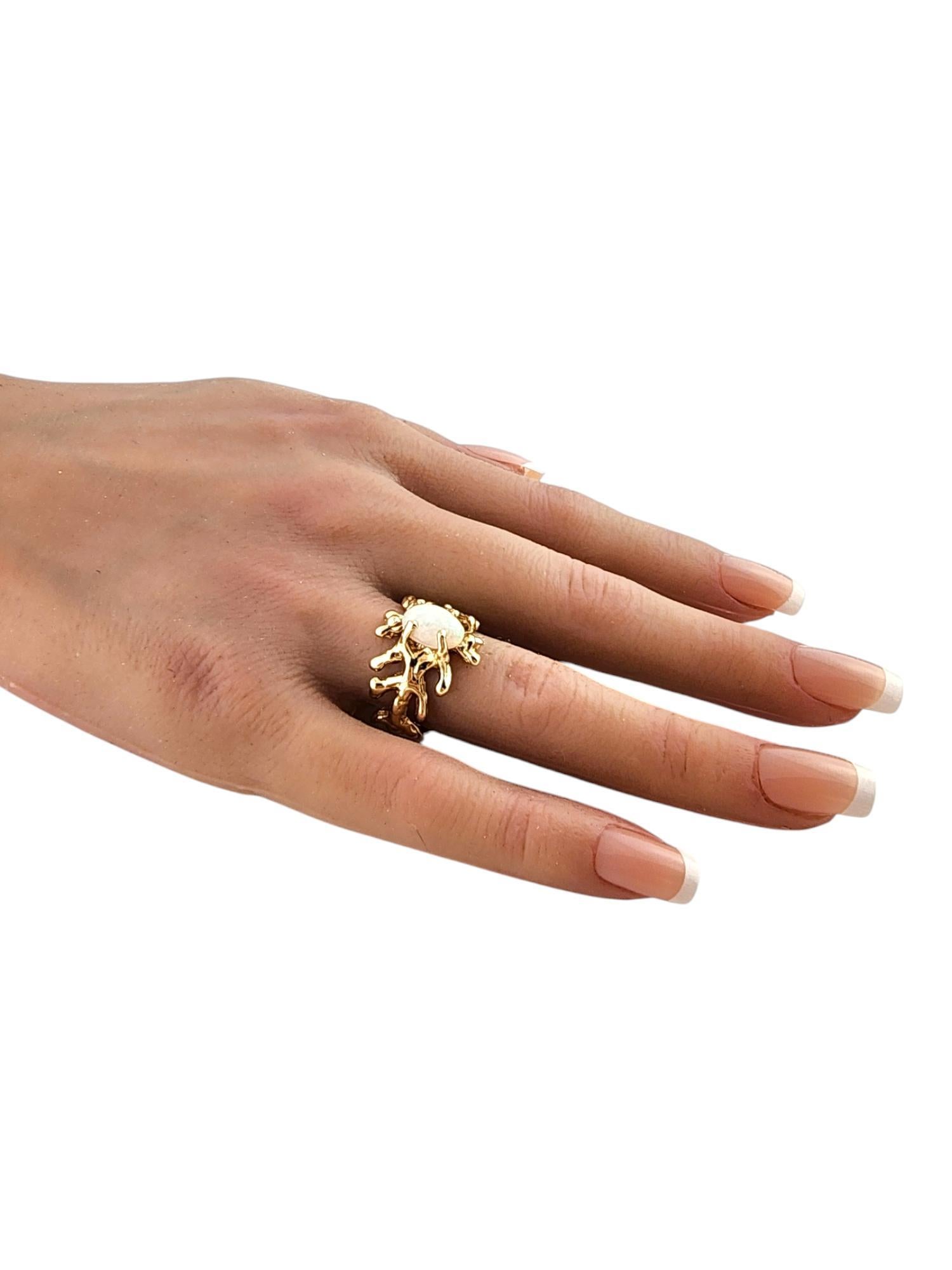 14 Karat Yellow Gold Opal Twig Ring Size 7.5 #19801 For Sale 1