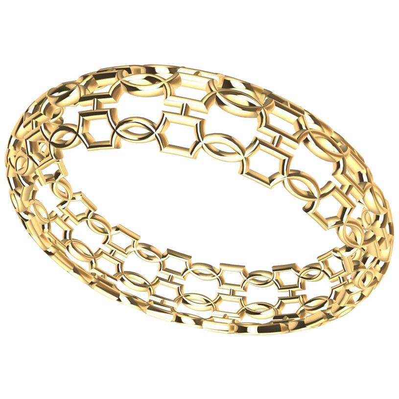 Bracelet jonc à cercles ouverts en or jaune 14 carats en vente
