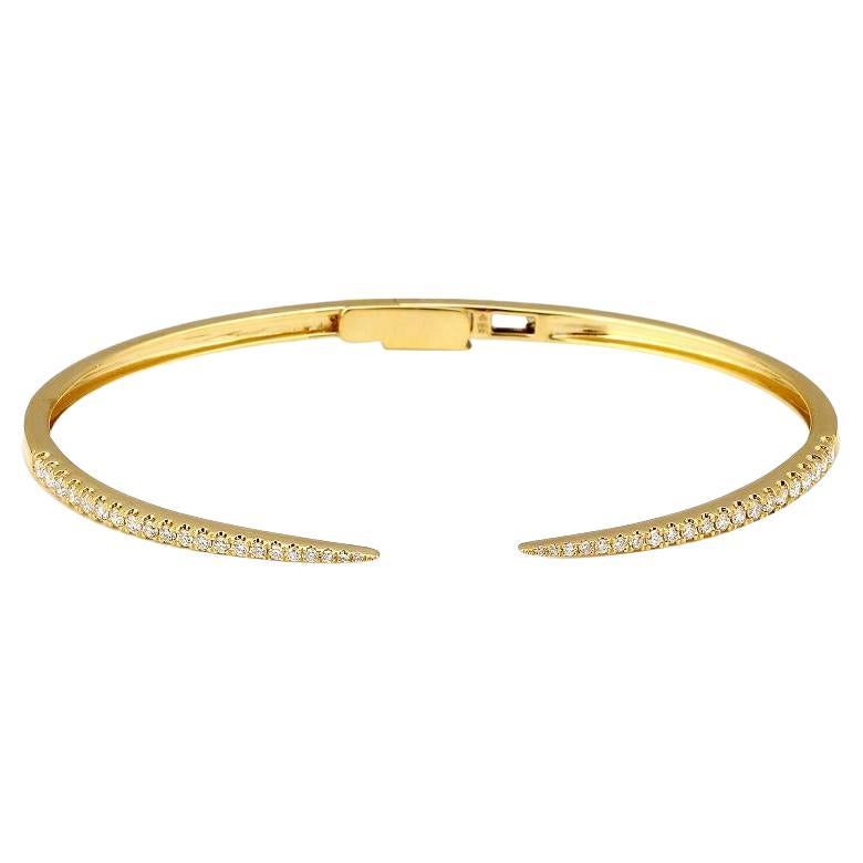 14 Karat Yellow Gold Open Claw Bangle with 0.47ctw Natural Round Diamonds