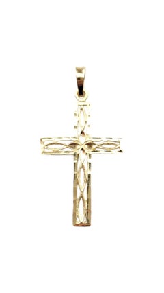Pendentif croix ouverte en or jaune 14 carats n°20896