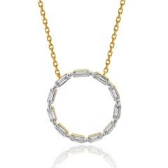 14 Karat Yellow Gold Open Diamond Circle Necklace