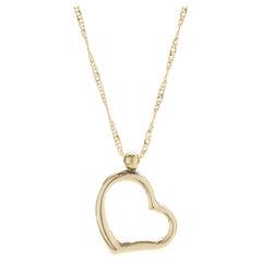 14 Karat Yellow Gold Open Heart Necklace