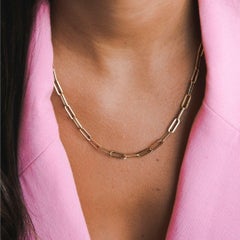 14 Karat Yellow Gold Open Link Paperclip Cable Chain Necklace - Shlomit Rogel