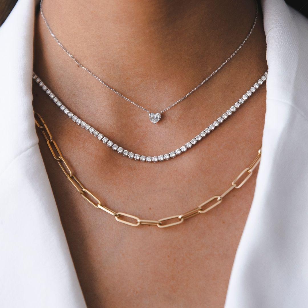 14 Karat Yellow Gold Open Link Paperclip Cable Chain Necklace - Shlomit Rogel For Sale 1