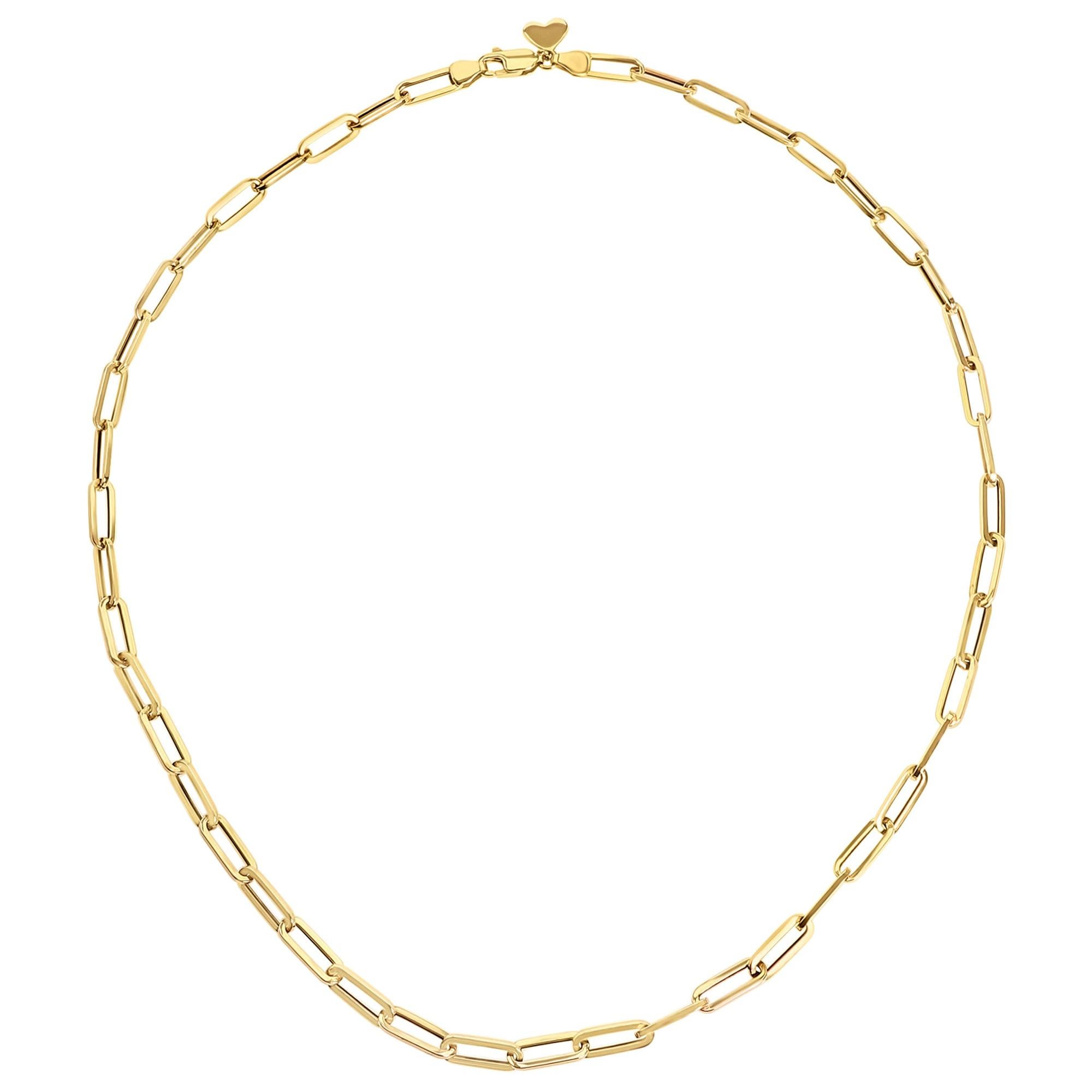14 Karat Yellow Gold Open Link Paperclip Cable Chain Necklace, Shlomit Rogel