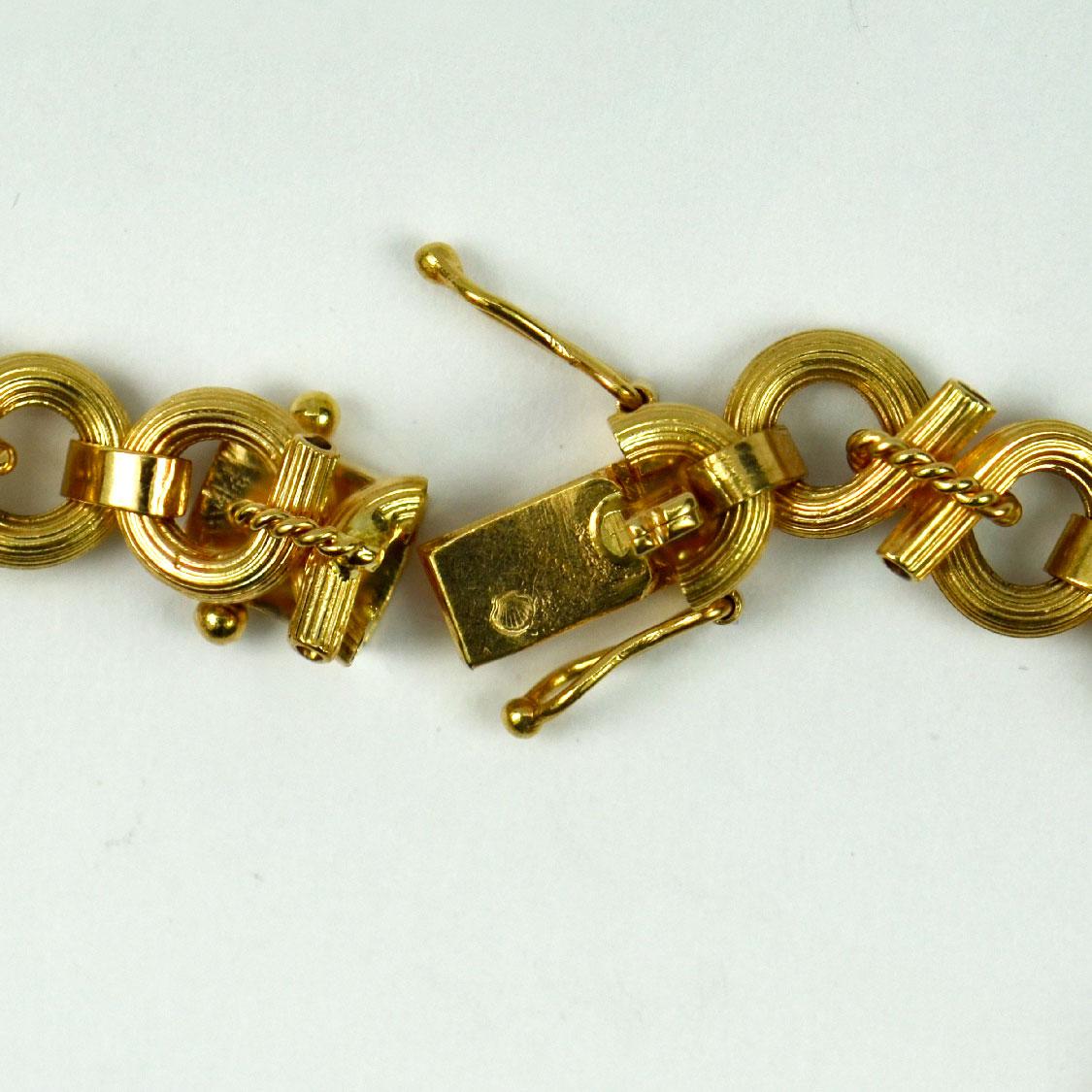 14 Karat Yellow Gold Open Loop Rope Twist Link Bracelet In Good Condition For Sale In London, GB