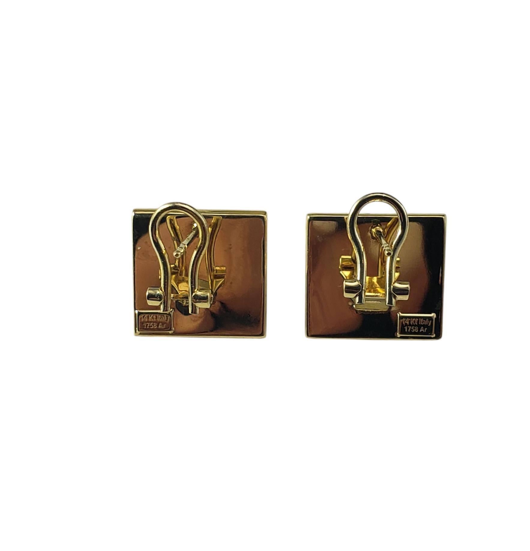 Women's 14 Karat Yellow Gold Open Pyramid Omega Back Earrings #20575 For Sale