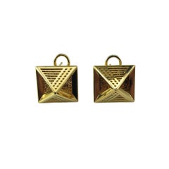 14 Karat Yellow Gold Open Pyramid Omega Back Earrings #20575