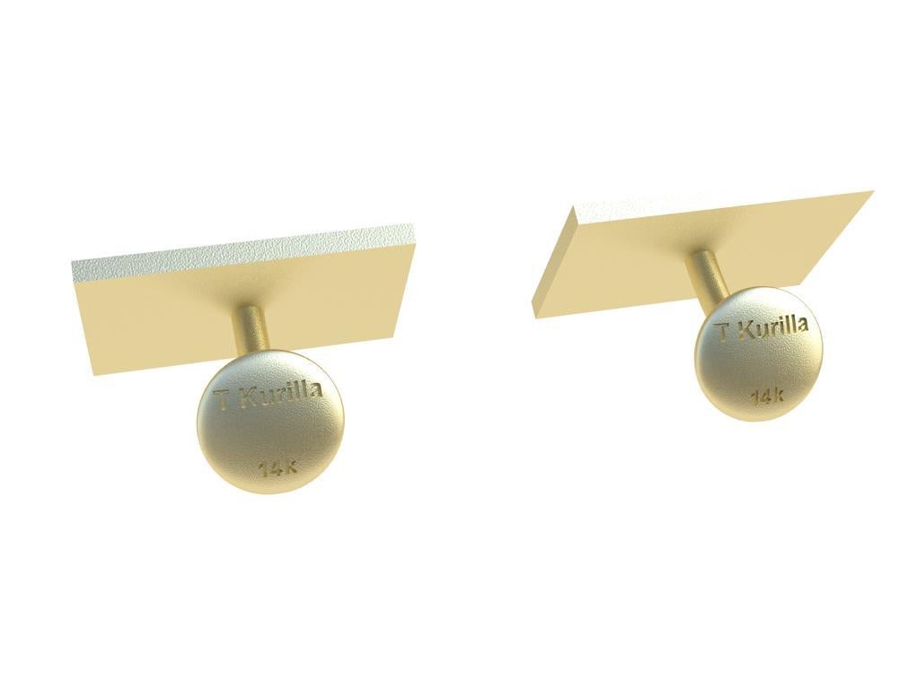 14 Karat Yellow Gold Optical Art Rectangle Cuff links For Sale 1