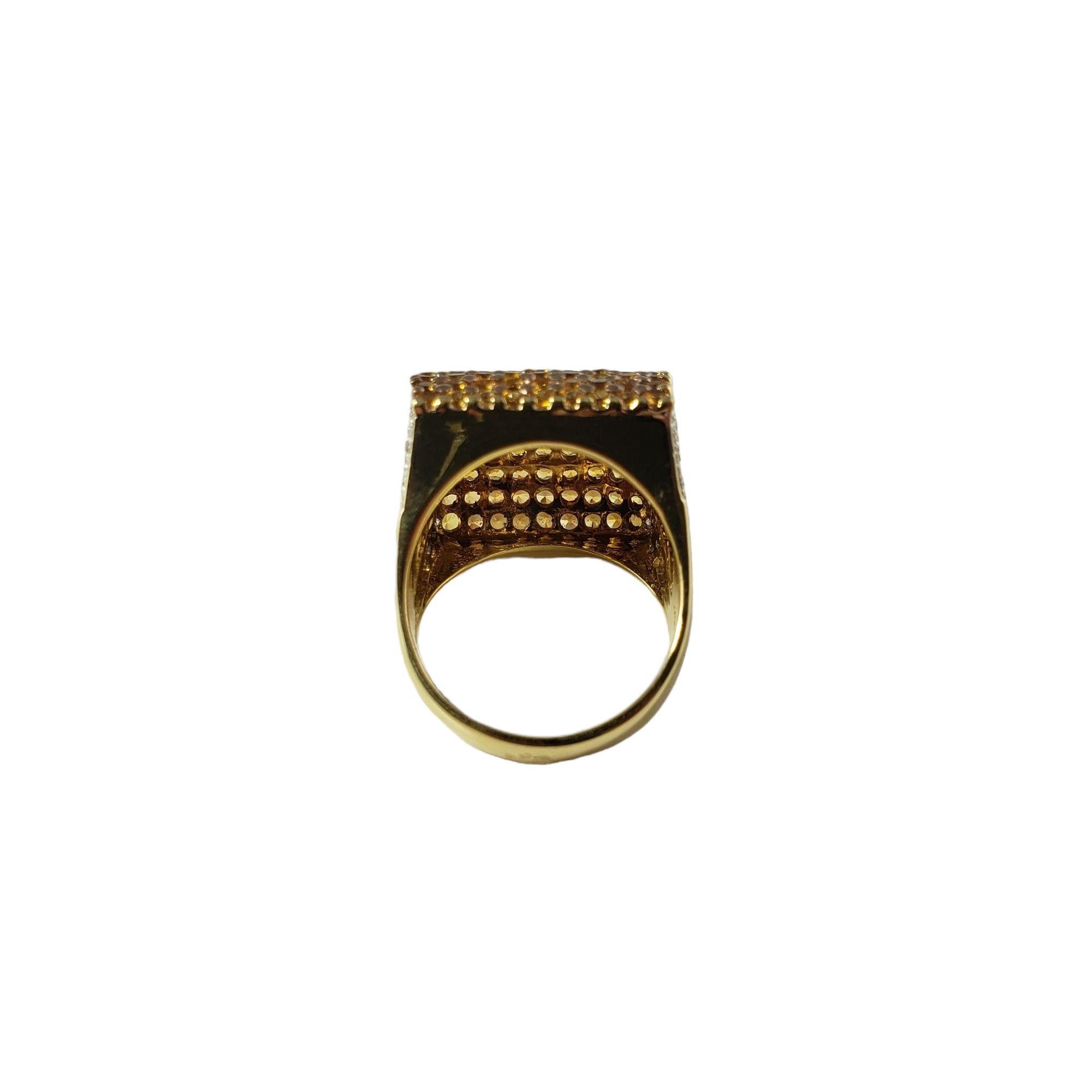 Round Cut 14 Karat Yellow Gold Orange Sapphire and Diamond Ring #14006 For Sale