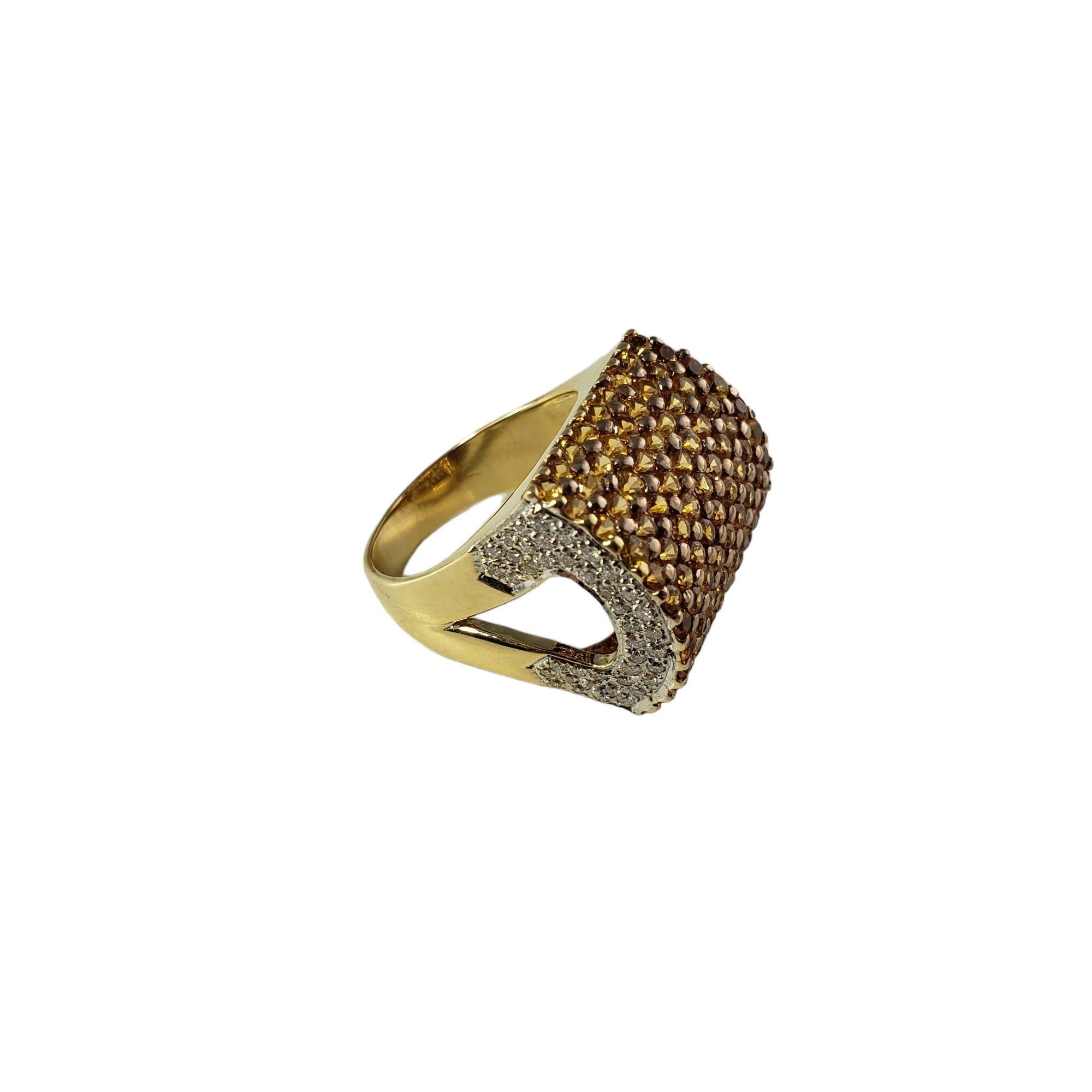 Women's 14 Karat Yellow Gold Orange Sapphire and Diamond Ring #14006 For Sale