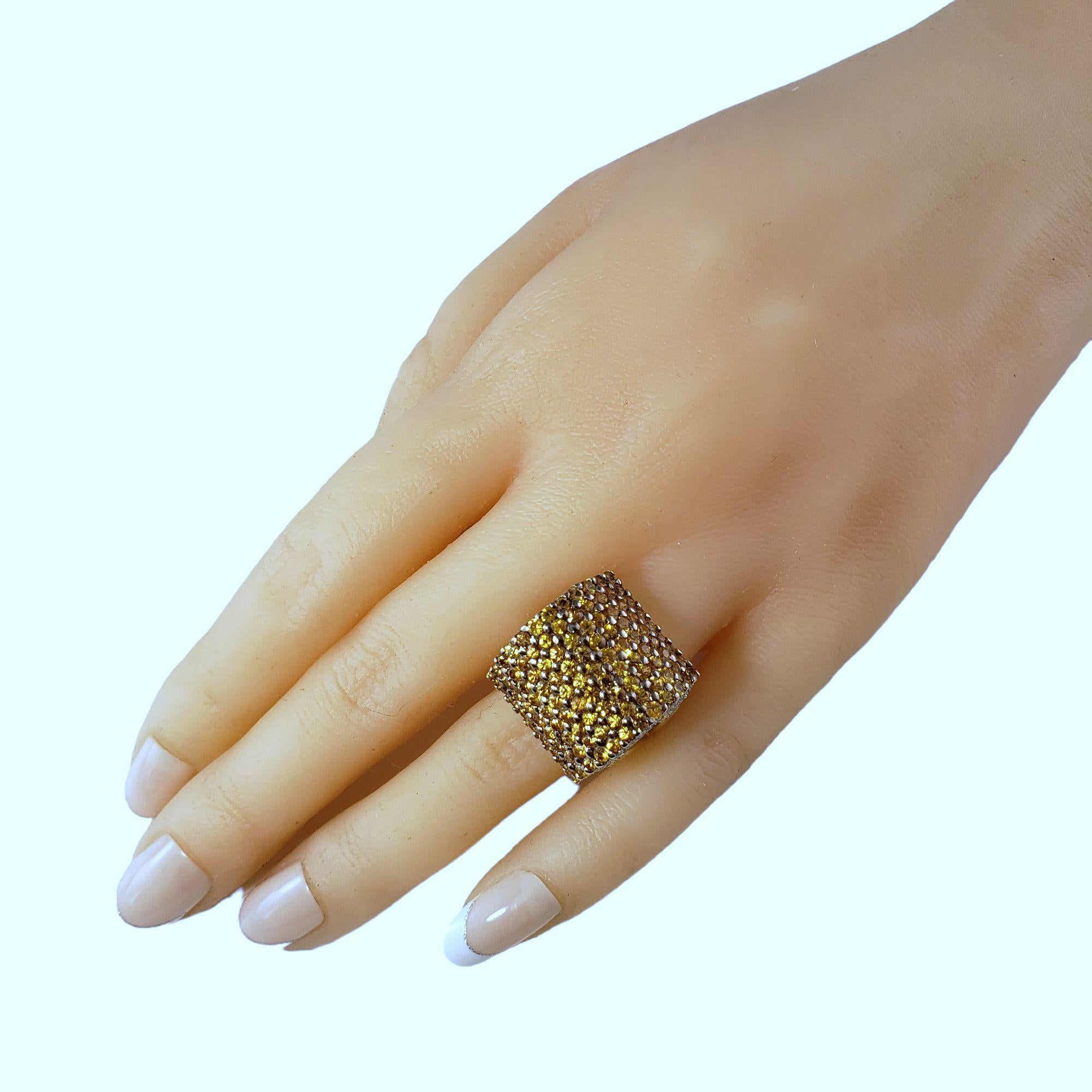 Ring aus 14 Karat Gelbgold mit orangefarbenem Saphir und Diamant #14006 im Angebot 4
