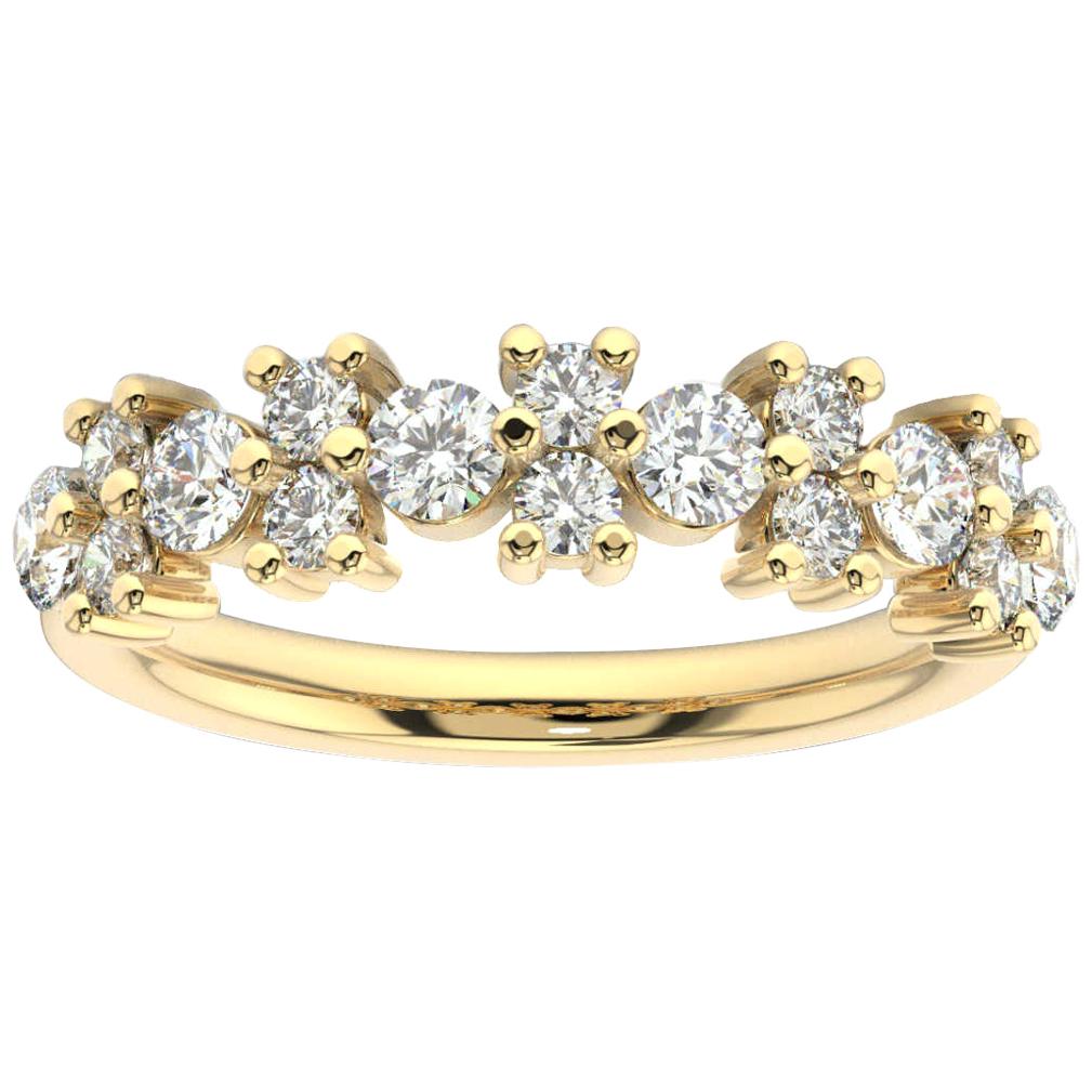14 Karat Yellow Gold Orchid Diamond Cluster Ring '1 Carat' For Sale