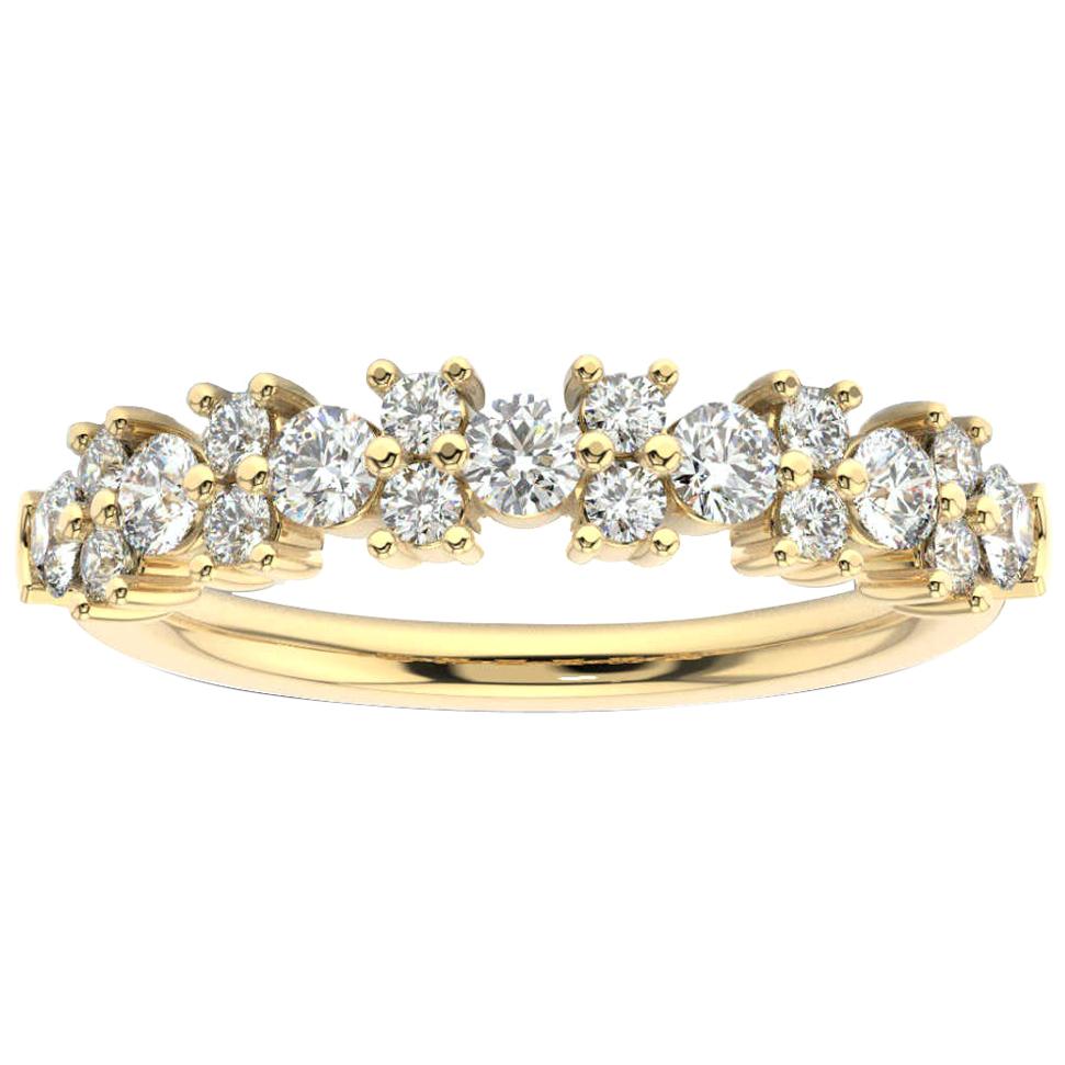 14 Karat Yellow Gold Orchid Diamond Cluster Ring '3/4 Carat' For Sale