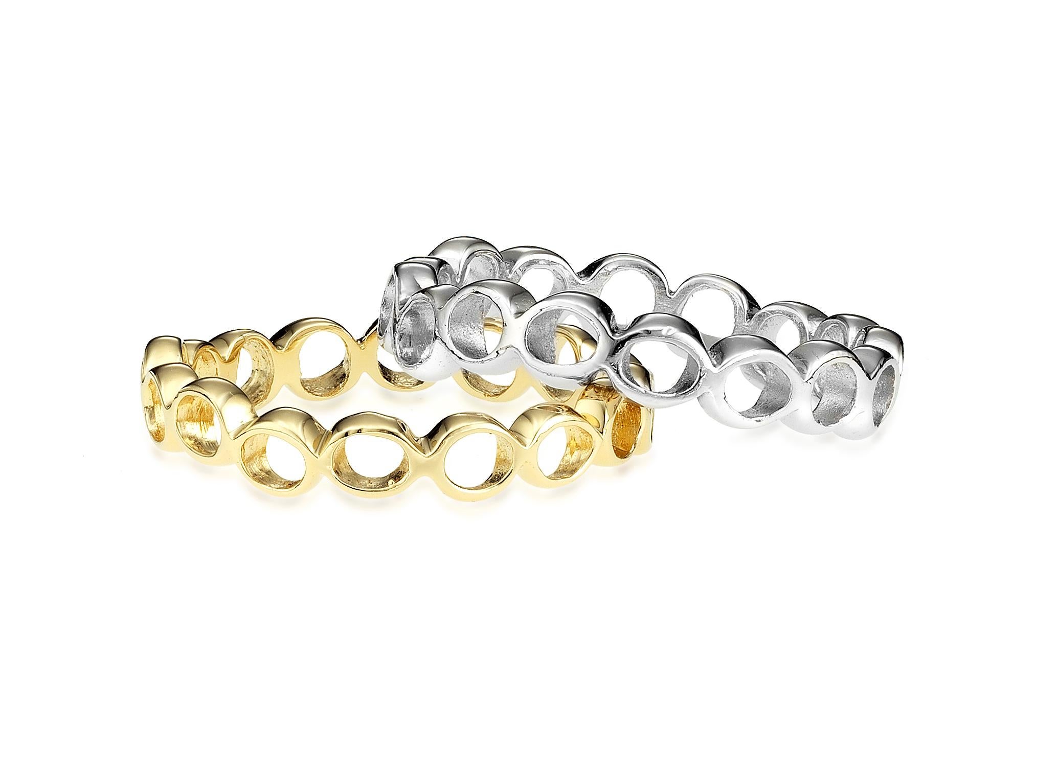 Endless ring band composed of Hi June Parker's signature organic circle elements.
Perfect for stacking and layering with our Shadows rings.

Inspired by seeing the cross-section view of life, as if slicing a tree to see its underlying structure and