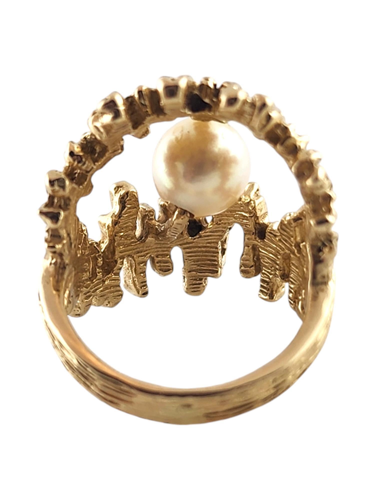 Bague en or jaune 14 carats avec perles ornées Taille 7 #19292 Bon état - En vente à Washington Depot, CT