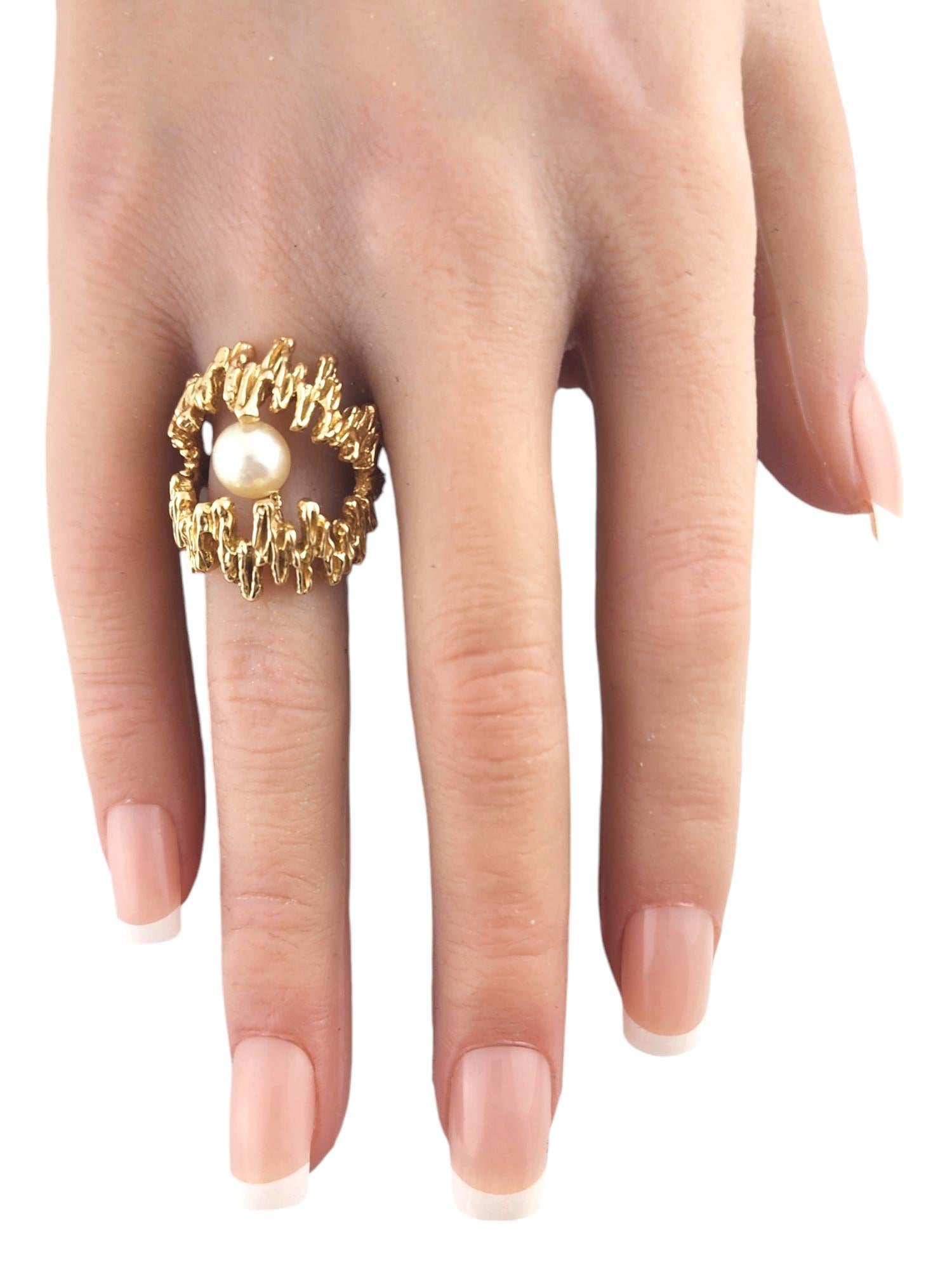 Bague en or jaune 14 carats avec perles ornées Taille 7 #19292 Pour femmes en vente