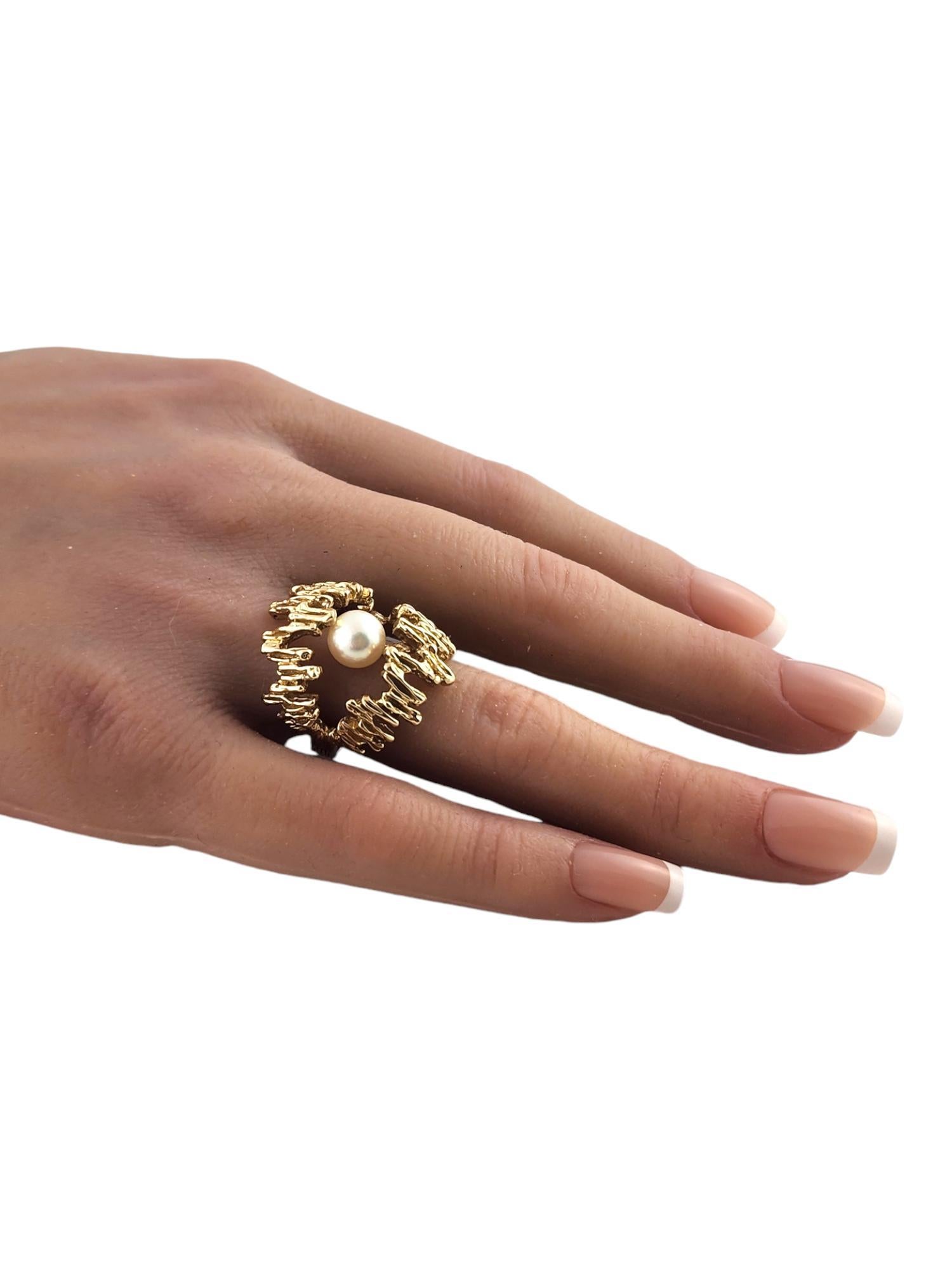 Bague en or jaune 14 carats avec perles ornées Taille 7 #19292 en vente 1