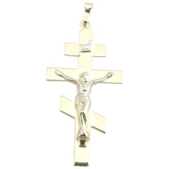 14 Karat Yellow Gold Orthodox Crucifix Pendant