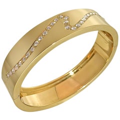 14 Karat Yellow Gold Oval Bracelet with 33 Round Diamonds 1.50 Carat by Manart