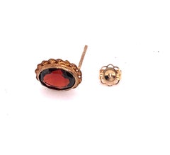 14 Karat Gelbgold Oval Knopf Rauchtopas-Ohrringe