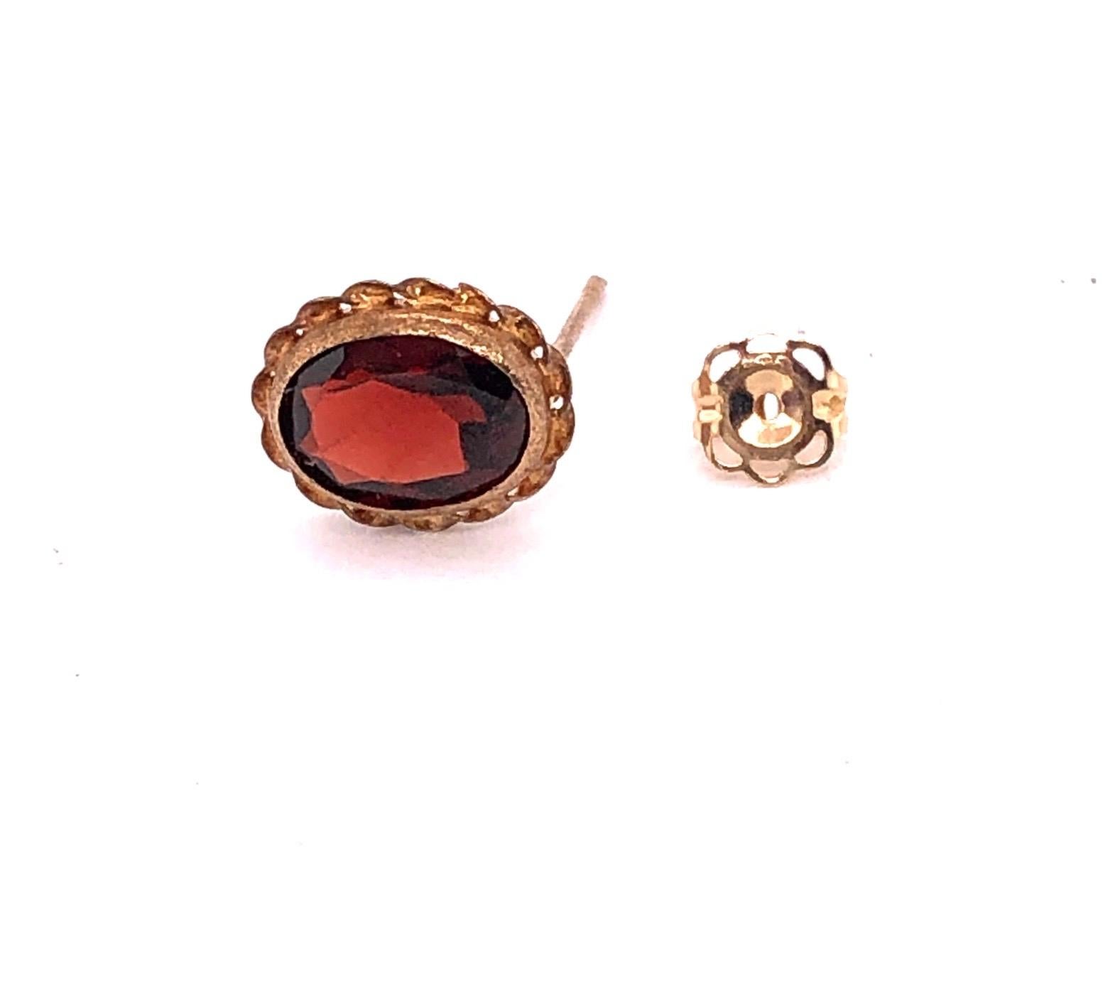 14 Karat Yellow Gold Oval Button Smoked Topaz Earrings For Sale 2