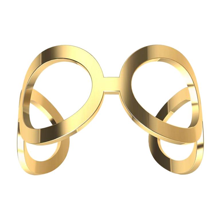 Women's 14 Karat Yellow Gold Oval Cuff Bracelet For Sale