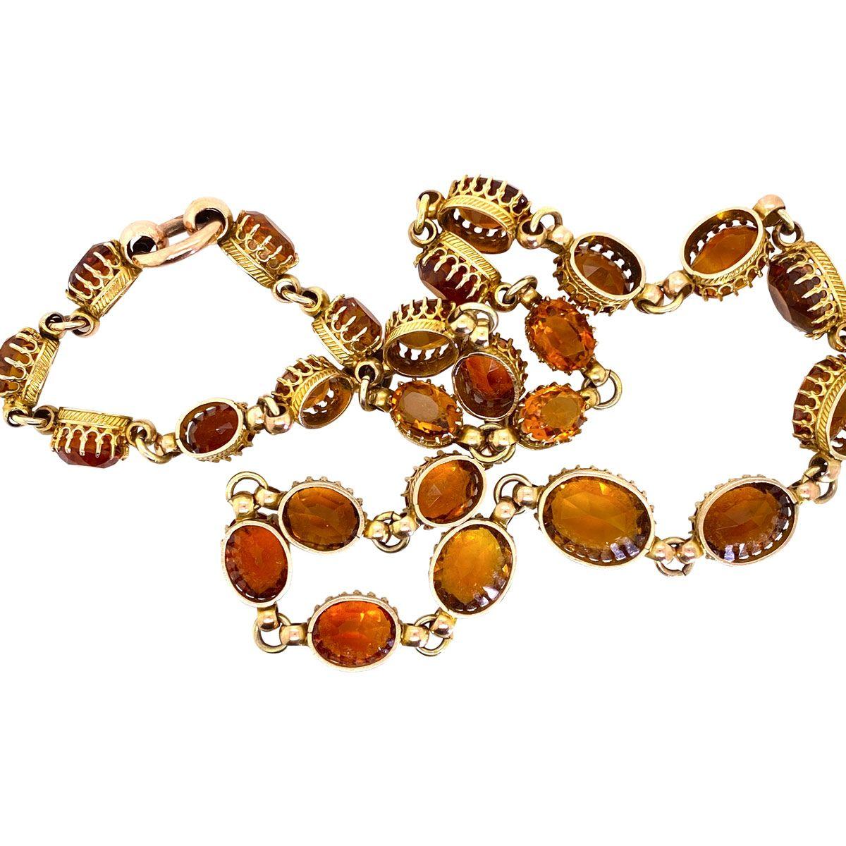 14 Karat Yellow Gold Oval Cut Citrine Riviere Necklace In Good Condition For Sale In QLD , AU