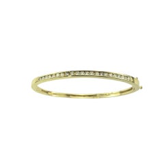 14 Karat Yellow Gold Oval Diamond Bangle Bracelet #19232