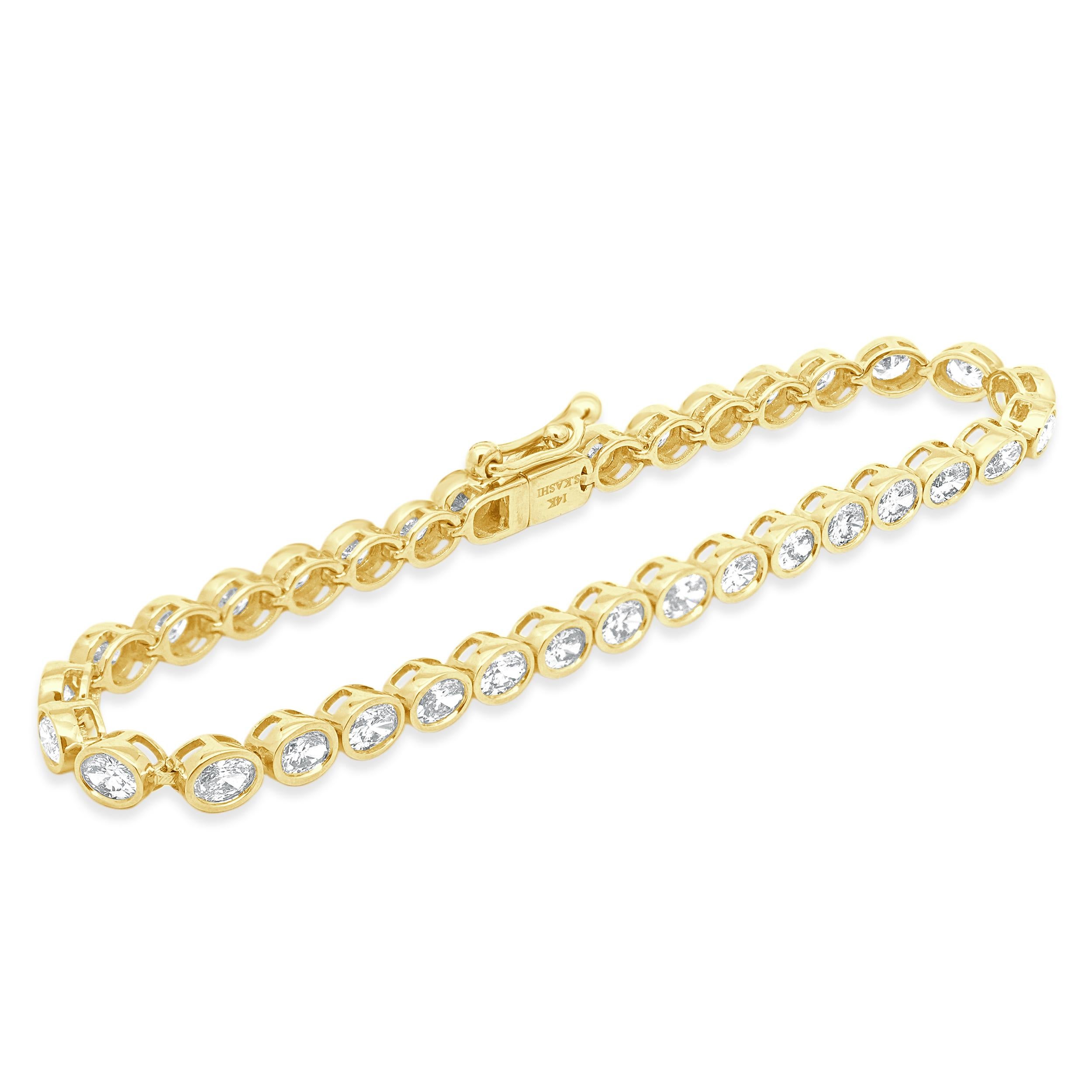 Bracelet en or jaune 14 carats avec diamant ovale Excellent état - En vente à Scottsdale, AZ