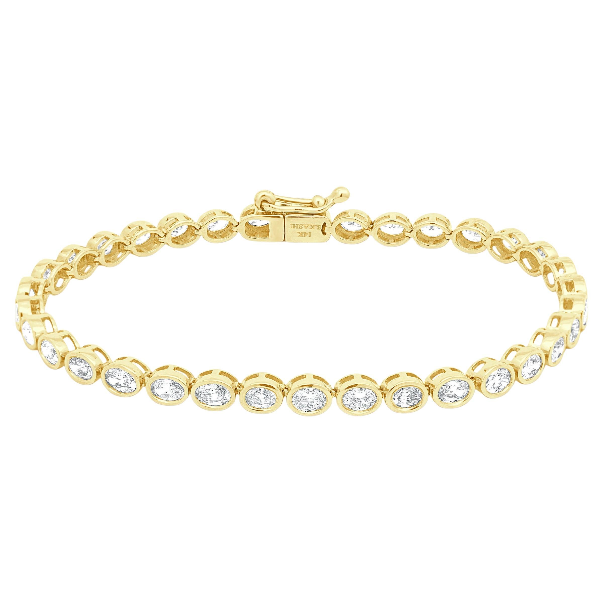 Bracelet en or jaune 14 carats avec diamant ovale