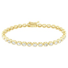 14 Karat Yellow Gold Oval Diamond Bracelet