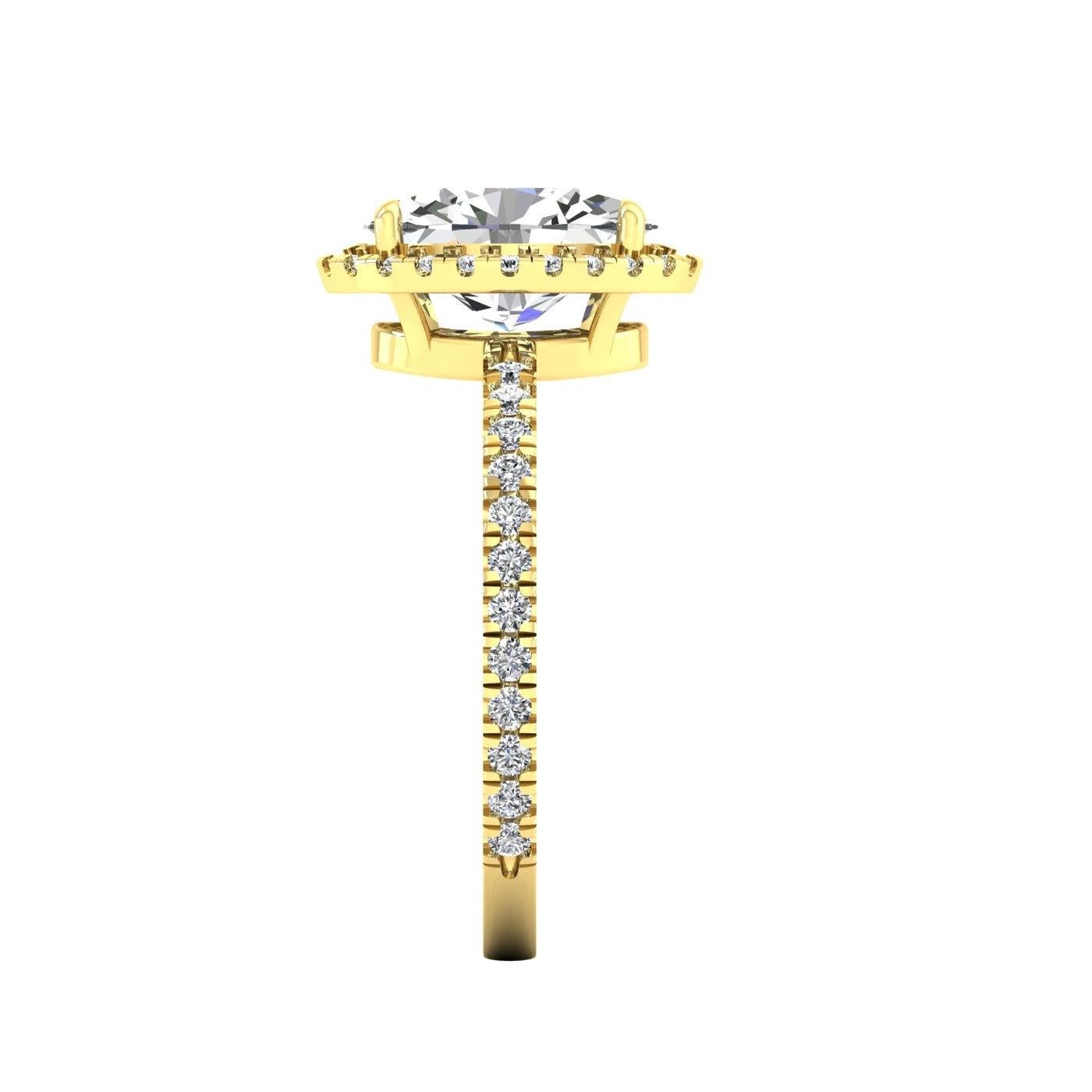 For Sale:  14 Karat Yellow Gold Oval Diamond Halo Pavé 2 Carat Center '2.4 Carat' I SI1 GIA 4