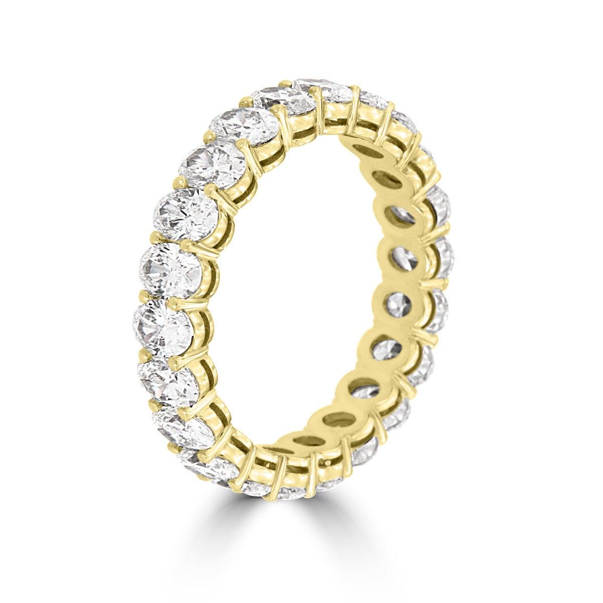 En vente :  Bague d'éternité ovale en or jaune 14 carats avec diamants de 3 carats 2