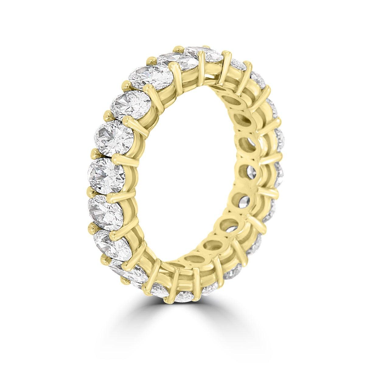 For Sale:  14 Karat Yellow gold Oval Eternity Diamond Ring '4 Carat' 2