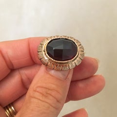 Antique Garnet and 14 Karat Gold Brooch