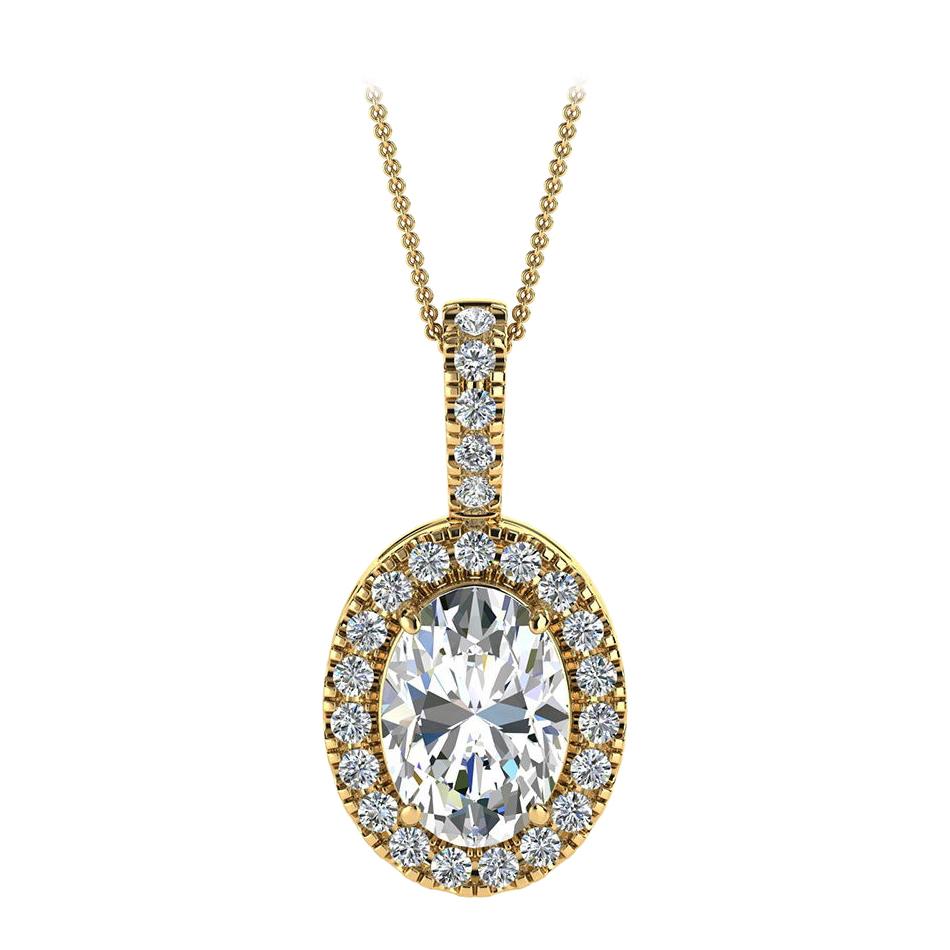 14 Karat Yellow Gold Oval Halo Diamond '3/4 Carat'