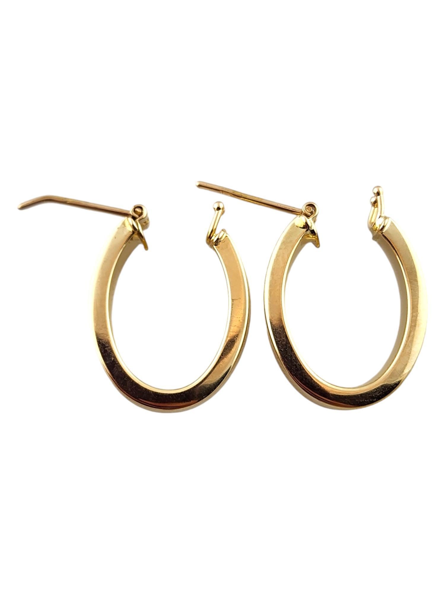 14 Karat Yellow Gold Oval Hoop Earrings #18502 For Sale 1